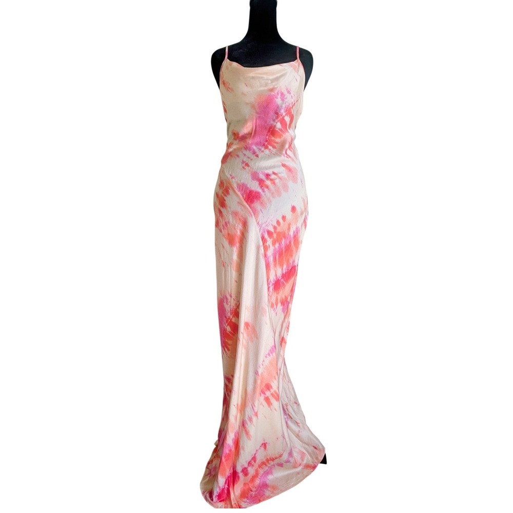 Rat & Boa Maximalist Chic Resortwear Pink Ariel Silk Cowl Neck Maxi Dress